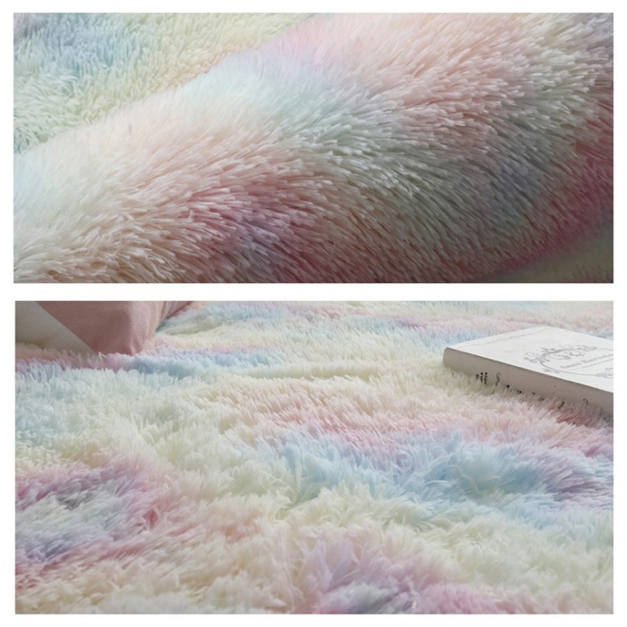 Modern Fluffy Area Rug For Bedroom, Living Room. Luxury Plush Carpets For Living Room Fluffy Rugs For Bedroom Aesthetic Decoration Soft Long Pile Carpet For Children Anti-Slip