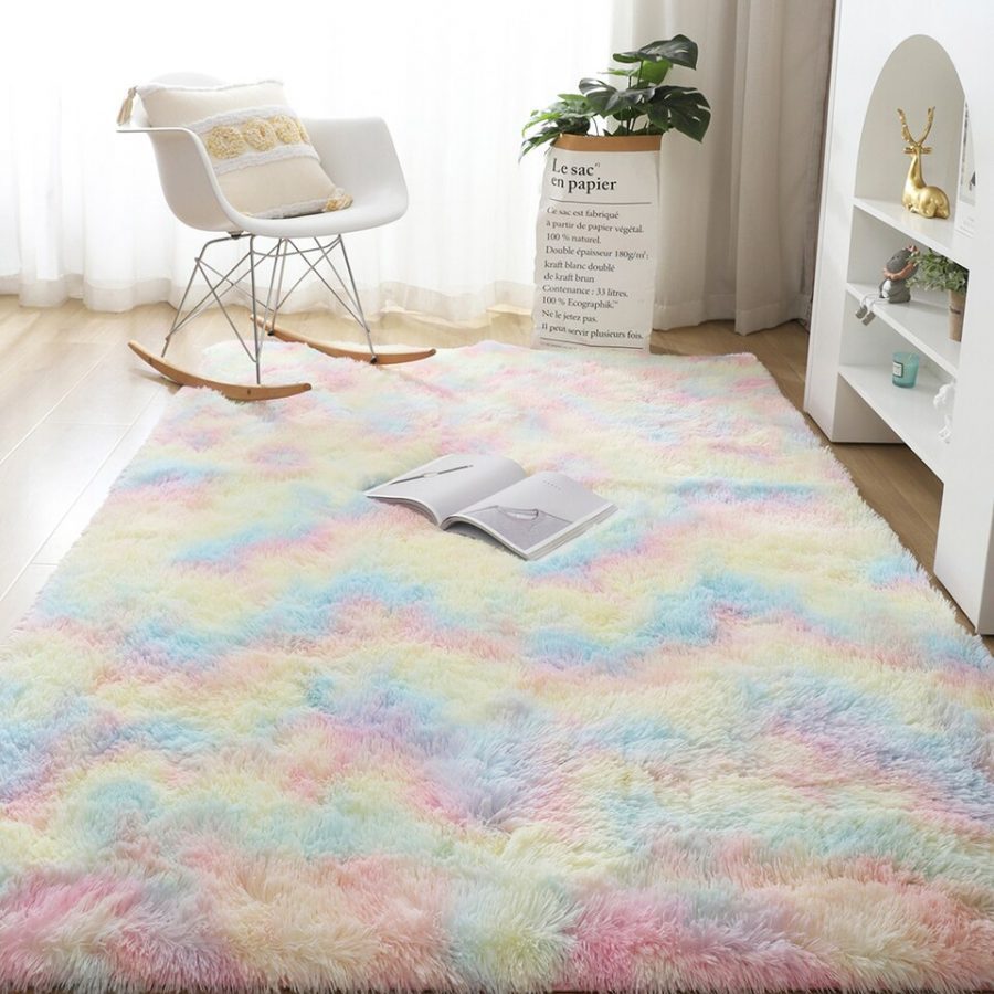 Modern Fluffy Area Rug For Bedroom, Living Room. Luxury Plush Carpets For Living Room Fluffy Rugs For Bedroom Aesthetic Decoration Soft Long Pile Carpet For Children Anti-Slip