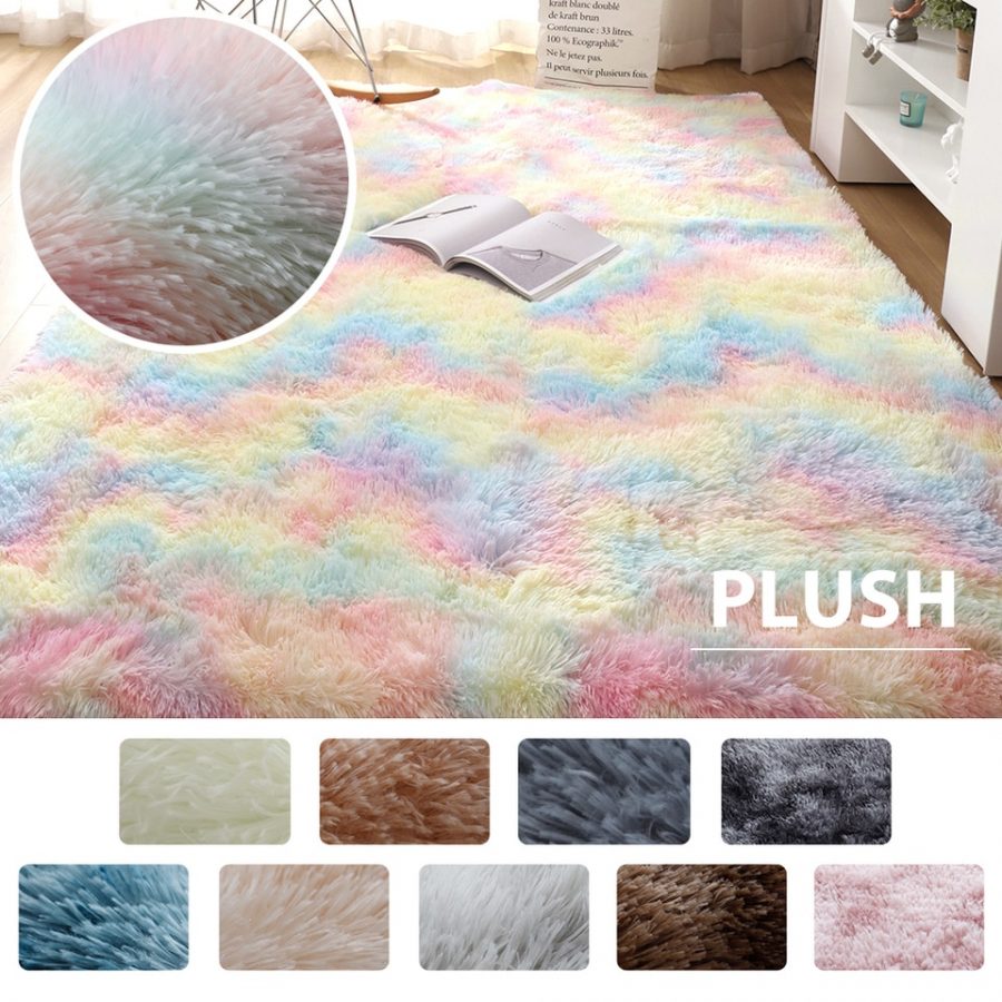 Modern Fluffy Area Rug For Bedroom, Living Room. Luxury Plush Carpets For Living Room Fluffy Rugs For Bedroom Aesthetic Decoration Soft Long Pile Carpet For Children Anti-Slip