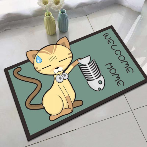 Cat Cartoon Welcome Front Door Mat