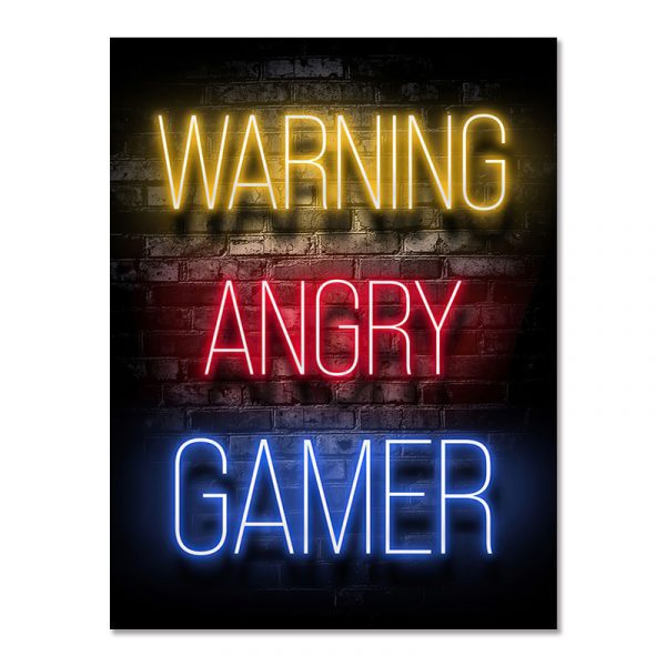 WARNING ANGRY GAMER - Gaming Room Poster Wall Art