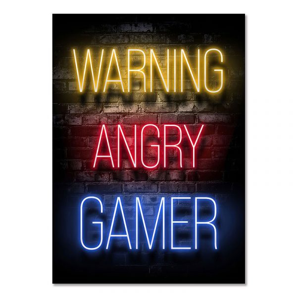 WARNING ANGRY GAMER - Gaming Room Poster Wall Art