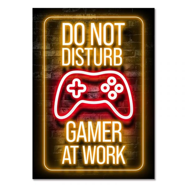 DO NOT DISTURB GAMER AT WORK Gaming Room Poster Wall Art