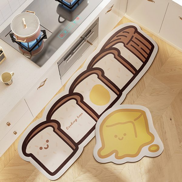 Toast Bread Cartoon Kitchen Long Rug