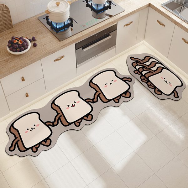 Toast Cartoon Kitchen Long Rug