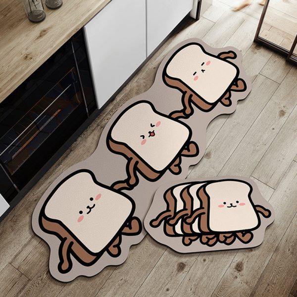 Toast Cartoon Kitchen Long Rug